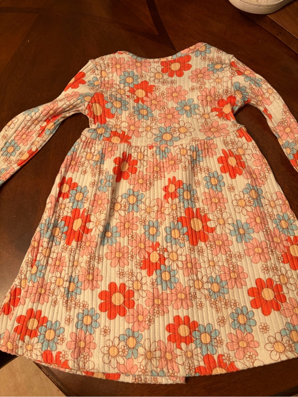 Multiples Girls' Floral Long Sleeve Dress - Red, Pink & Blue Flowers